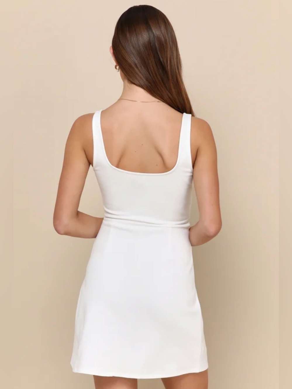 Lulu's White Mini Tank Dress with Side Slit - Picture 2 of 4